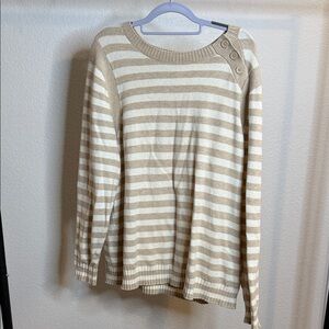 Lane Bryant Striped Beige and Cream Women's Sweater Sz 22 24 lightweight design
